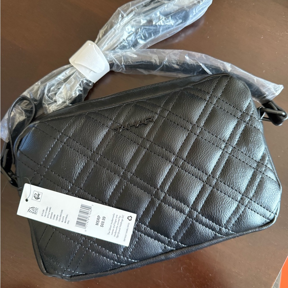 Tahari Black Quilted Crossbody Bag